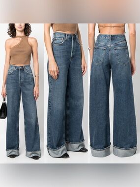 AGOLDE Blue Dame High Rise Wide Leg Jeans Size 24 NWOT